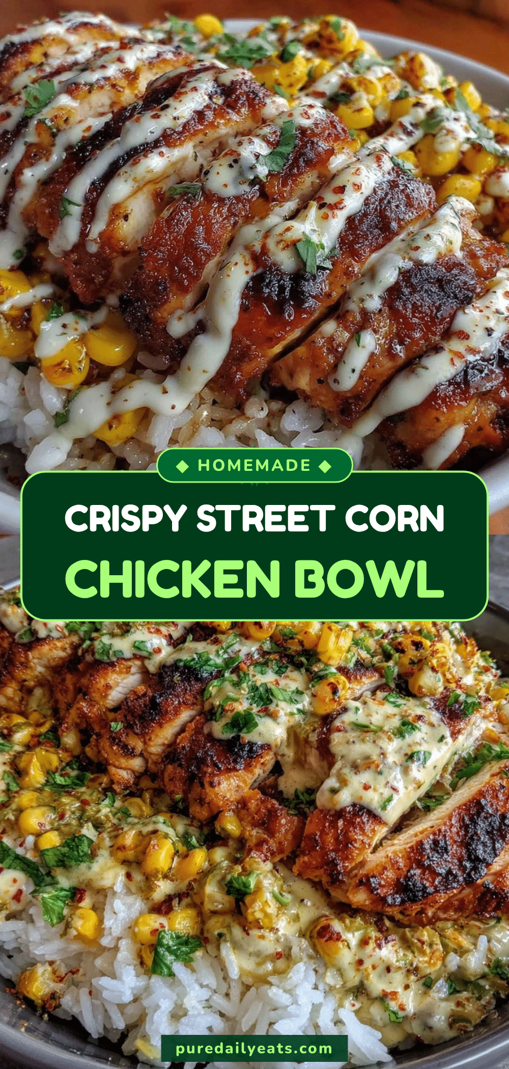 creamy street corn chicken bowl recipe
