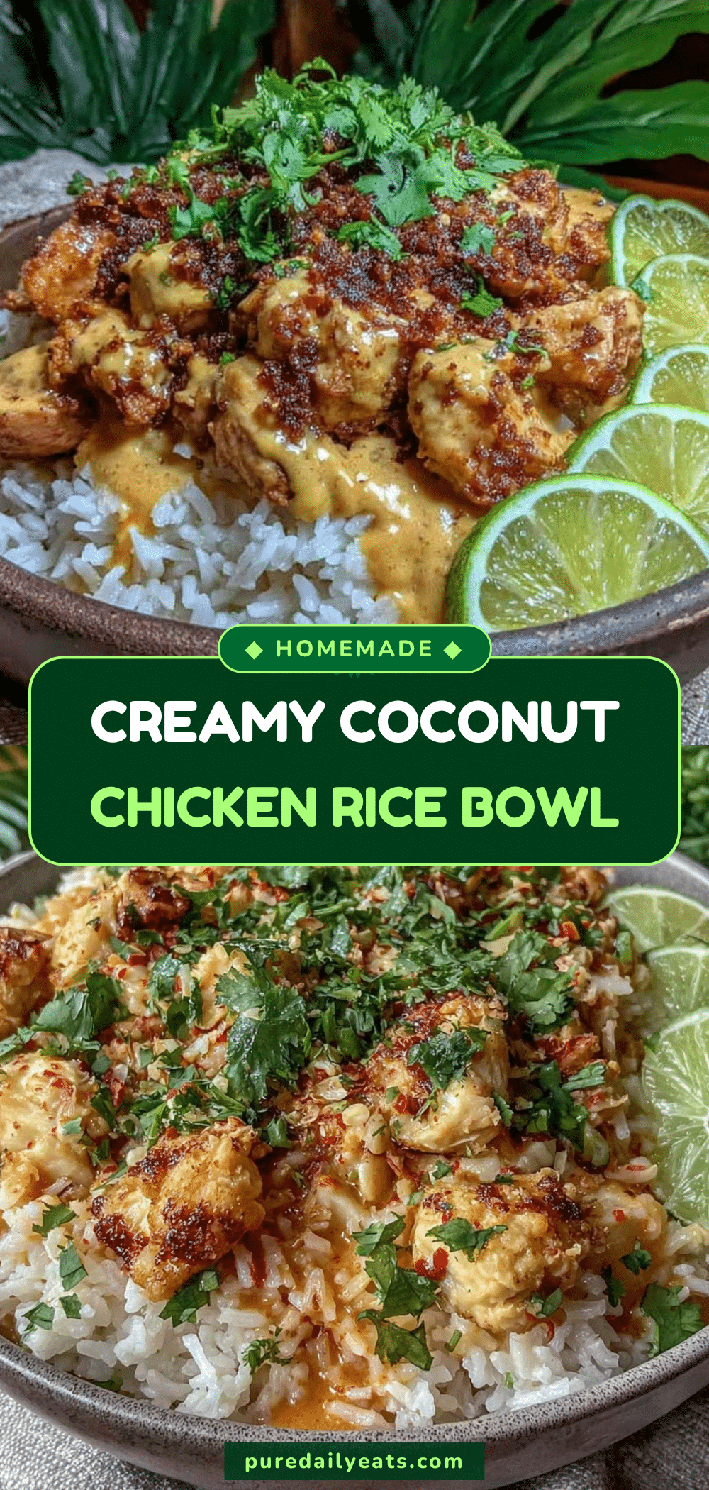 coconut rice bowl with tender chicken recipe