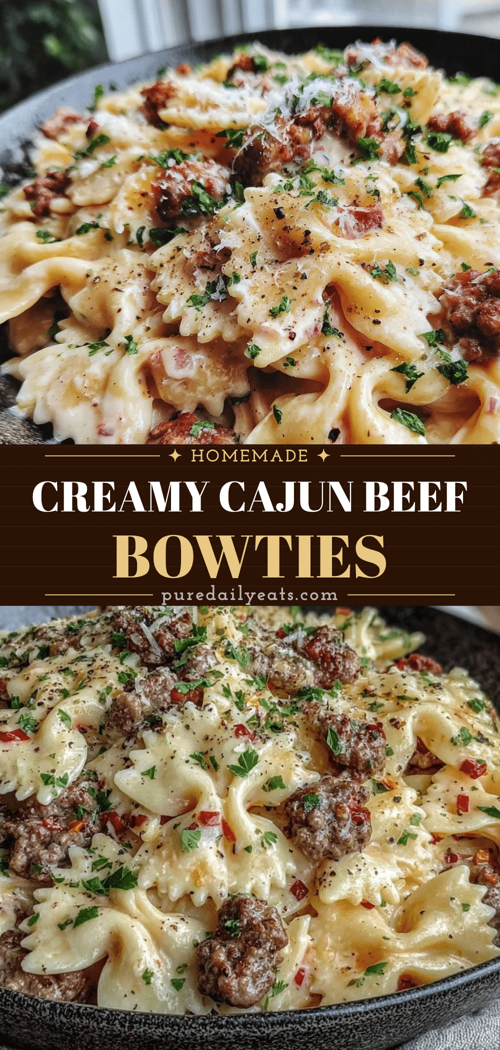 creamy cajun beef bowties recipe