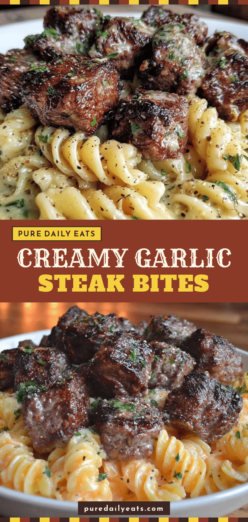 garlic butter steak bites with pasta recipe