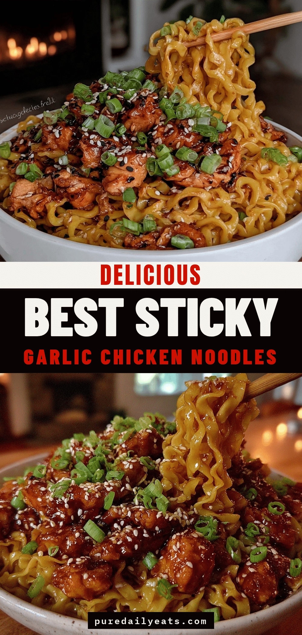 Sticky Garlic Chicken Noodles recipe